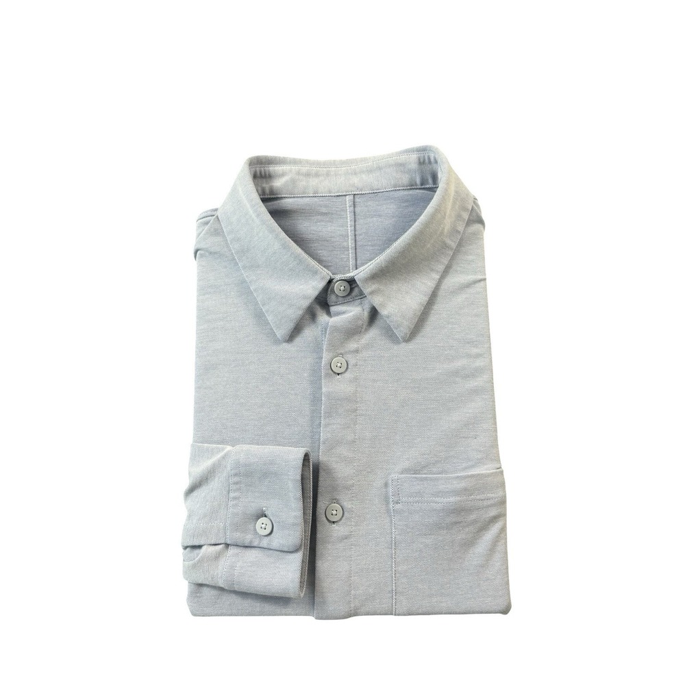 Lululemon Blue Oxford Performance L/S Mens Button Front Size Large